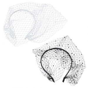 Lot de 2 serre-t&ecirc;te tendance avec filet en strass pour f&ecirc;te de mariage Accessoire &eacute;l&eacute;gant Bibi en forme de cage &agrave; oiseaux (huiccccc, neuf)