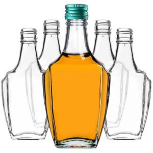 KADAX Lot de 5 bouteilles en verre de 250 ml avec bouchon &agrave; vis, vides, &agrave; remplir, petites bouteilles d'alcool, bouteilles de jus de fruits, vertes (KADAX, neuf)