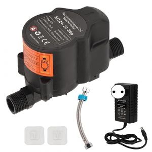 Pompe de Surpression D'eau, Petite Pompe de Recirculation de Surpresseur de Douche à Faible Bruit Entièrement Automatique DC 24V Haute Performance compatibilité étendue (Prise UE (Mixitech, neuf)