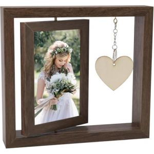 APOMOONS 10 x 15 cm Cadre Photo Bois Personnalis&eacute; Pivotant Avec Pendentif C&oelig;ur, DIY Cadeau pour Maman (xinzemei, neuf)