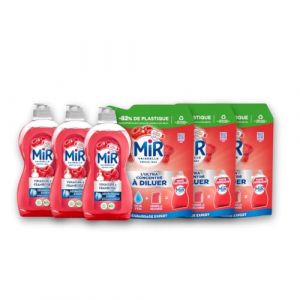 Mir - Lot de 3 liquides vaisselle Vinaigre et Framboise + 3 recharge (PENNGUIN-FR, neuf)