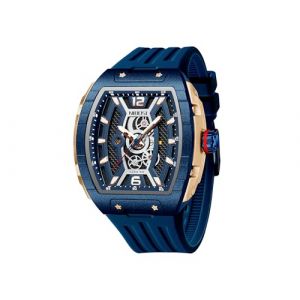 NIBOSI Montre-bracelet carr&eacute;e pour homme, &eacute;tanche, lumineuse, &agrave; quartz, analogique, bracelet en silicone (bleu) (NIBOSI Watch Official Store UK, neuf)
