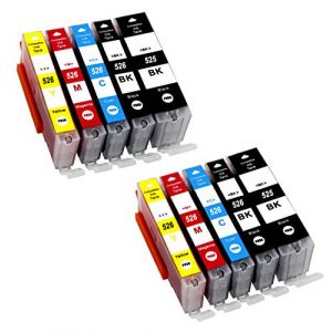Bergsan 10 Cartouche d'encre Compatible pour Canon PGI-525 XL CLI-525 XL pour Pixma IP4850 IP4950 IX6550 MG5150 MG5250 MG5350 MG6150 MG6250 MG8150 MG8250 MX710 MX885 MX895 IX6550 MG6100 MG6200 (Bergsan, neuf)