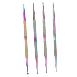 VICASKY 4pi&egrave;ces Lot de Stylos Applicateur &agrave; Double Embout Kit de Nail Art pour Ongle et Loisirs Cr&eacute;atifs Outil de Peinture &agrave; Points avec Embouts Interchangeables (Micanties, neuf)