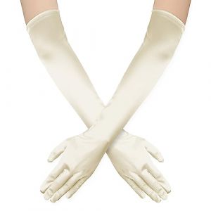 NQEUEPN Long Gants Femme, 52cm Long Gants Satin Gants Op&eacute;ra Extensibles des Ann&eacute;es 1920 Soins des Mains Gants Hydratants pour Femmes Filles Soir&eacute;es Dansantes(couleur beige) (funysion, neuf)