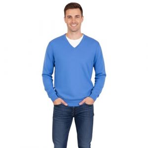 Marenza Col en V pour Homme à Manches Longues en Cachemire en Soie fabriquée en Italie, Bleuet, L (Bo.MA., neuf)