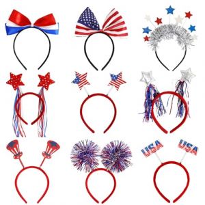 Banques pour femmes du 4 juillet, bandeau patriotique | 9x Accessoires pour cheveux bleu blanc rouge 4 juillet | T&ecirc;te de drapeau des &Eacute;tats, cercle de cheveux &eacute;toile, accessoires (rosclouds, neuf)