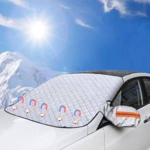 Couverture Pare-Brise Voiture avec 5 Aimant,Bache Pare Brise Protection Couverture Repliable,Protection Pare Brise Hiver,Voiture Protege Pare Brise Givre avec Couvercle de R&eacute;troviseur,150 * 111CM (zhiyinhouse, neuf)
