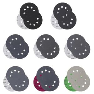 Lot de 24 Disques Abrasifs 125 mm, Papier de Verre Sec à l'eau,Papier a Poncer Carrosserie,8 Trous 125mm Disques de Ponçage,Grain 320/600/800/1000/1200/1500/2000/3000 pour Voiture, Métal, Bois (LIU CHENGYANG DE DIAN, neuf)