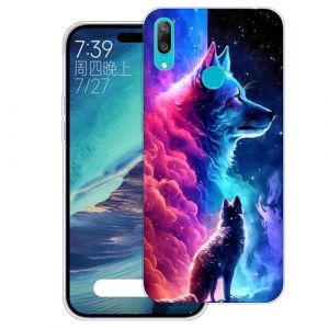 WUACYEAMING Coque pour Huawei Y7 2019/Y7 Prime 2019 Pouces,Anti-Jaunissement &Eacute;tui de Protection Antichoc,Motif &Eacute;tui Finition Premium Silicone Housse Cover TPU Transparente-(Le Loup) (WUACYEAMING, neuf)