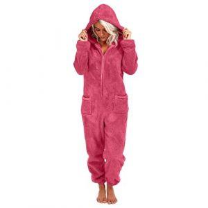 DACONGMING Combinaison Pyjama Femme Hiver Chaud Polaire Pyjama Pilou Pilou Femme Zipp&eacute;e &Agrave; Capuche Moelleux Combinaisons Une Pi&egrave;ce Peluche Oreilles de Chat Loungewear Grenouillere avec Poches (M) (♛. ThriVE (✈5-10 jours d&eacute;lai de livraison✈), neuf)
