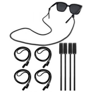 KGDUYC 6 Pi&egrave;ces Sangle Lunettes - Support Sangle Lunettes Universel Cha&icirc;ne Lunettes en Silicone Support Lunettes Soleil Bande Cordon Lunettes pour Sangle Lunettes Sport Cha&icirc;ne Lunettes Soleil (Noir) (Qertyias O&Uuml;, neuf)