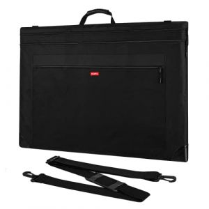 Nicpro Sac de Portefeuille d'artiste, 61 x 91,4 cm, Sac Toile Noire avec Bandoulière Amovible, Coins en Cuir, Art Portfolio Case pour Stockage Photographie, Affiche, Esquisse et Dessin (NicproShop EU, neuf)