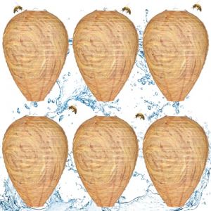 Flintronic 6 pcs Leurres de Nid de Guêpe, Faux Nid de Guêpe, Suspendu Leurre de Nest de Frelons en Matériau, Imperméable pour Frelons Vestes Jaunes Maison Jardin Cour, 22X28CM (XJYEU, neuf)
