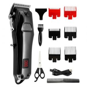 Tondeuse Cheveux Professionnelle, Electric Hair Clipper Hair Cut Machine Wireless Trimmer LED Display Professional Clipper Machine Rechargeable Hair Cut Barber (nanfengxianluoleixiaoshoubu, neuf)