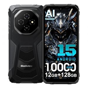 Blackview Fort 1 Android 15 T&eacute;l&eacute;phone Portable Incassable, 12Go+128Go/2TB T&eacute;l&eacute;phone D&eacute;bloqu&eacute;,10000mAh,16MP Cam&eacute;ra AI, 6.56" HD+ Smartphone Incassable Etanche, Dual SIM 4G,GPS,NFC,OTG,5G WiFi,Noir (T&eacute;l&eacute;phones Portables D&eacute;bloqu&eacute;s Store, neuf)