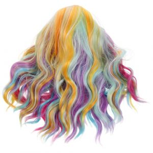 minkissy Perruque bouclée de couleur arc-en-ciel arc-en-ciel Femmes de perruque courte Fil haute température (Master Self, neuf)