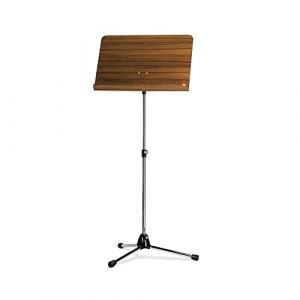 K&M 118/1 Pupitre d'orchestre avec plateau r&eacute;glable en bois de noyer - Pupitre extensible de 68 &agrave; 121 cm (MUSIC STORE Professional, neuf)