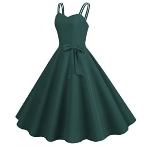 Robe Ann&eacute;es 50 Vintage Femme Retro Rockabilly Pin-Up Chic Et Elegant Robes Au Genou Dos Nu Ann&eacute;es 40 50 60 Swing D&eacute;contract&eacute;e Dress De Retour Soir&eacute;e Audrey Hepburn F&ecirc;te C&eacute;r&eacute;monie (Anglekie, neuf)