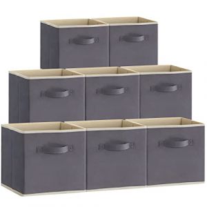 Lifewit Lot de 8 Cubes de Rangement Pliables, Paniers Rangement en Tissu, Caisses Rangement, Boites de Rangement avec Poignées, Organisateurs pour Vetements, Jouets, 33 x 33 x 33 cm,36L Gris (Lifewit Home FR, neuf)