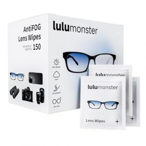 Lingettes anti-buée pour lunettes Lulumonster, [150 lingettes pré-humidifiées emballées individuellement] [Anti-rayures et anti-traces] Lingettes nettoyantes pour lunettes, lunettes de soleil, écran (TULPAR FR, neuf)