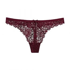 G&eacute;n&eacute;rique Culotte Femme Sexy Chic - Dentelle Femme Thong String Ficelle String Rouge Culotte Fendue Sexy &Agrave; L'Entre Jambe Lot Culottes Femmes Sexys Chic Dentelle Strings Slips Femmes (Miuiakoal, neuf)