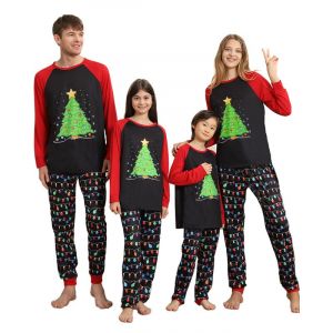 Ensemble Pyjama Noel Famille,Pyjama de No&euml;l Famille,Christmas Pyjama,Pyjamas Noel,Pyjama Assorti Famille Noel Manches Longues avec Imprim&eacute; Sapin de Noel,V&ecirc;tement de Nuit pour Femme Homme Fille Gar&ccedil;on (MARIO GENCO, neuf)