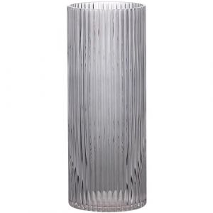 KAYLETIN Vase en verre noir, vase cylindrique en verre, vase &agrave; fleurs moderne nervur&eacute; pour salon, table basse, table &agrave; manger, bureau, mariage, &eacute;tag&egrave;re, 30 cm (KAYLETIN, neuf)