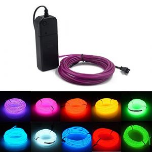 Kmruazre Guirlande Lumineuse EL Flexible Portable - Fil Électroluminescent pour Décoration de Fête de Noël (3m/9ft, Violet) (Kmruazre-fr, neuf)