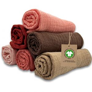mimaDu Tetra Bebe Serviette b&eacute;b&eacute; Lange Coton Bio Bebe lingettes Bebe Bio Serviette Gaze de Coton | Lot de 6 Serviettes Bebe | (GOTS) 25x25cm (Blossom) (LT_Commerce, neuf)