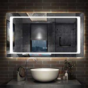 Miroir de Salle de Bain 140x80cm Anti-bu&eacute;e Miroir Mural avec &eacute;clairage LED mod&egrave;le Classique Plus (AICA  Sanitaire, neuf)