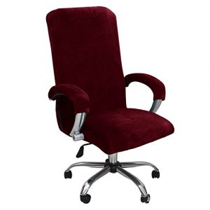 KAYBTNT Housse de Fauteuil de Bureau en Velours, Housse de Chaise de Bureau Extensible avec Housse Accoudoir, Universel Housse pour Fauteuil de Bureau Dossier Haut, Lavable,Wine Red,XLarge (KAYBTNT, neuf)