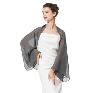 BEAUTELICATE Cardigan Boléro en Mousseline De Soie Couverture Veste à Manche Transparent Grande Taille De Femme Mariée Soirée Mariage Cérémonie D’été(Taille Unique,Gris foncé) (BEAUTELICATE-FR, neuf)