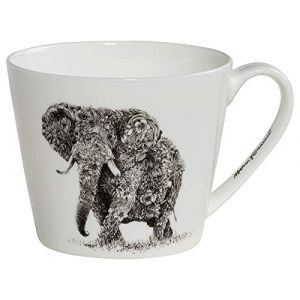Maxwell & Williams DX0510 Tasse &agrave; caf&eacute; large Motif &eacute;l&eacute;phant africain 450 ml &ndash; C&eacute;ramique avec motif noir et blanc dans une bo&icirc;te cadeau (VonGuer Interior Hamburg, neuf)