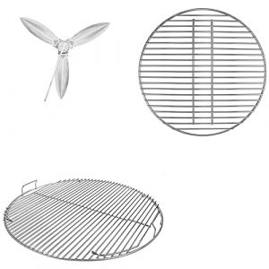 GFTIME Grille de Cuisson, Grille &agrave; Charbon et Syst&egrave;me de Nettoyage pour Grils &agrave; Charbon Weber 57CM One-Touch Silver, Bar-B-Kettle, Master-Touch, One-Touch, pour Weber 7436, 7441, 7444 (GFTIME Direct, neuf)