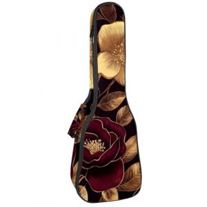 Housse rembourrée pour ukulélé de concert de 58,4 cm, imperméable et durable, motif fleurs dorées et feuilles, Multicolore 01., 25.9x9x3.1in/66x23x8cm, Organiseur de sac (zhengwycbd22, neuf)