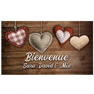 Ferocity Paillasson pour l'Int&eacute;rieur et l'Ext&eacute;rieur Devant la Porte, dans la Maison, avec la Voiture Motif Coeur Bois-Textile [140] (ferocity-shop, neuf)