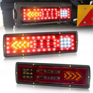 Biqiure 2PCS Feux de Remorque LED,Multifonctionnel Feux Remorque LED 12V 24V Feux arri&egrave;re,Feux Stop, Feux Position,Dynamique Clignotant pour Camion Caravane Tracteur (Mod&egrave;le B) (YuanGu, neuf)