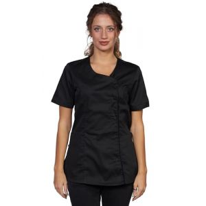 Fratelli d'Italia Blouse de travail noire pour femme, blouse d'été pour coiffeur, centre de beauté XS Noir (fratelliditalia.org®, neuf)
