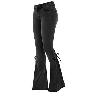 Onsoyours Jean Femme Taille Haute Grande Taille Stretch Skinny Slim Sexy Déchiré Troué Crayon Pantalons Droit Bootcut Push Up Boyfriend Denim Pants Casual Rétro H Noir M (Zeigood Mode, neuf)