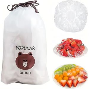 ZEPIQOR 100 Pièces Charlotte Alimentaire Reutilisable Sac de Conservation Frais Film Alimentaire Reutilisable Couvre Plat Elastique Sacs en Film Etirable Alimentaire Réutilisable pour Aliments Fruits (QUQU JIANING, neuf)