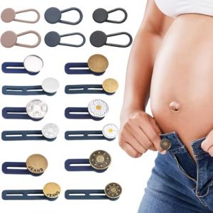 YUVKIN 18 Pi&egrave;ces Boutons R&eacute;glables en M&eacute;tal Extension de Ceinture de Pantalon Grossesse Extenseur de Jeans Bouton pour Femmes et Hommes (HerEdit, neuf)