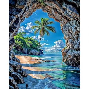 RICUVED Mer Peinture par Num&eacute;ros Adulte 40x50cm &ndash;Paysage Peinture Num&eacute;ros DIY Kit Peinture avec Toile Sans Cadre, Pinceaux et Peintures Acryliques &ndash; Parfait pour Cadeau Original (FANDIJIA, neuf)