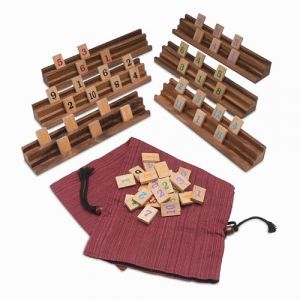 LOGOPLAY Rummy - Okey - Jeu de société - Jeu de Placement avec 162 pièces de Jeu et 6 Supports dans Un Sac en Tissu (logoplay-holzspiele, neuf)
