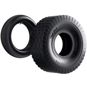 Wiltec Pneu 18x8.50-8 et Chambre à air – Valve coudée – 460 x 460 x 215 mm – 4 PR – capacité de charge 370 kg – pour Tondeuse à gazon Tracteur à pelouse Brouette Chariot Diable (Wiltec Wildanger Technik GmbH, neuf)