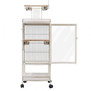 XUANYU Cage d'élevage pour Oiseaux Solid Cage Oiseau sur Pied Voliere Oiseaux Interieur/Exterieur Cage Oiseau Volière Oiseaux pour Perruche Canari (Blanc sur roulettes 50.5 * 46 * 180 cm) (XUASHW, neuf)