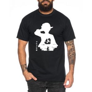 Luffy in Luffy - T-Shirt Homme Chapeau de Paille Luffy Zoro One Monkey D. Pirate Ace Piece Goku Anime Ruffy, Taille:4XL, Couleur:Noir (TeeKiki, neuf)