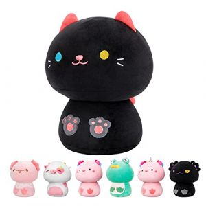Mewaii Peluche Oreiller Kawaii Coussin pour bébé d‘Animaux Poupée Jouets Forme de Champignon et Confortable Coussins en Peluche pour Enfants 3 Ans et Plus（36CM,Le Chat Noir） (MeWaii - EUR, neuf)