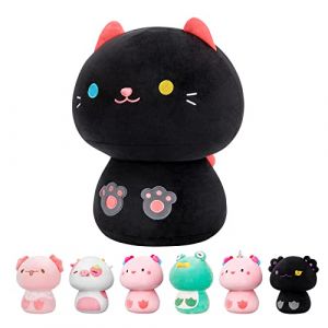 Mewaii Peluche Oreiller Kawaii Coussin pour bébé d‘Animaux Poupée Jouets Forme de Champignon et Confortable Coussins en Peluche pour Enfants 3 Ans et Plus?36CM,Le Chat Noir? (OUOZZZ EUR, neuf)