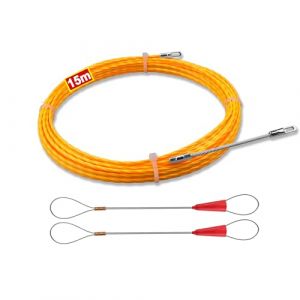 Aiguille Electricien 15 m - Tire Fils Electrique,Tire Fil Pour Cable Electricien, Tire Fils R&eacute;tractable avec Aide &agrave; l'extraction et 2Ressorts de Guidage(15m 3,0 mm) (DZDSBB-eu, neuf)